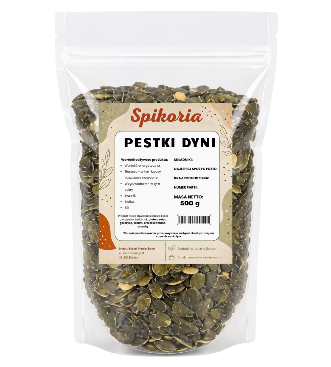 PESTKI DYNI 500g łuskane POLSKIE naturalne świeże wegańskie bez GMO