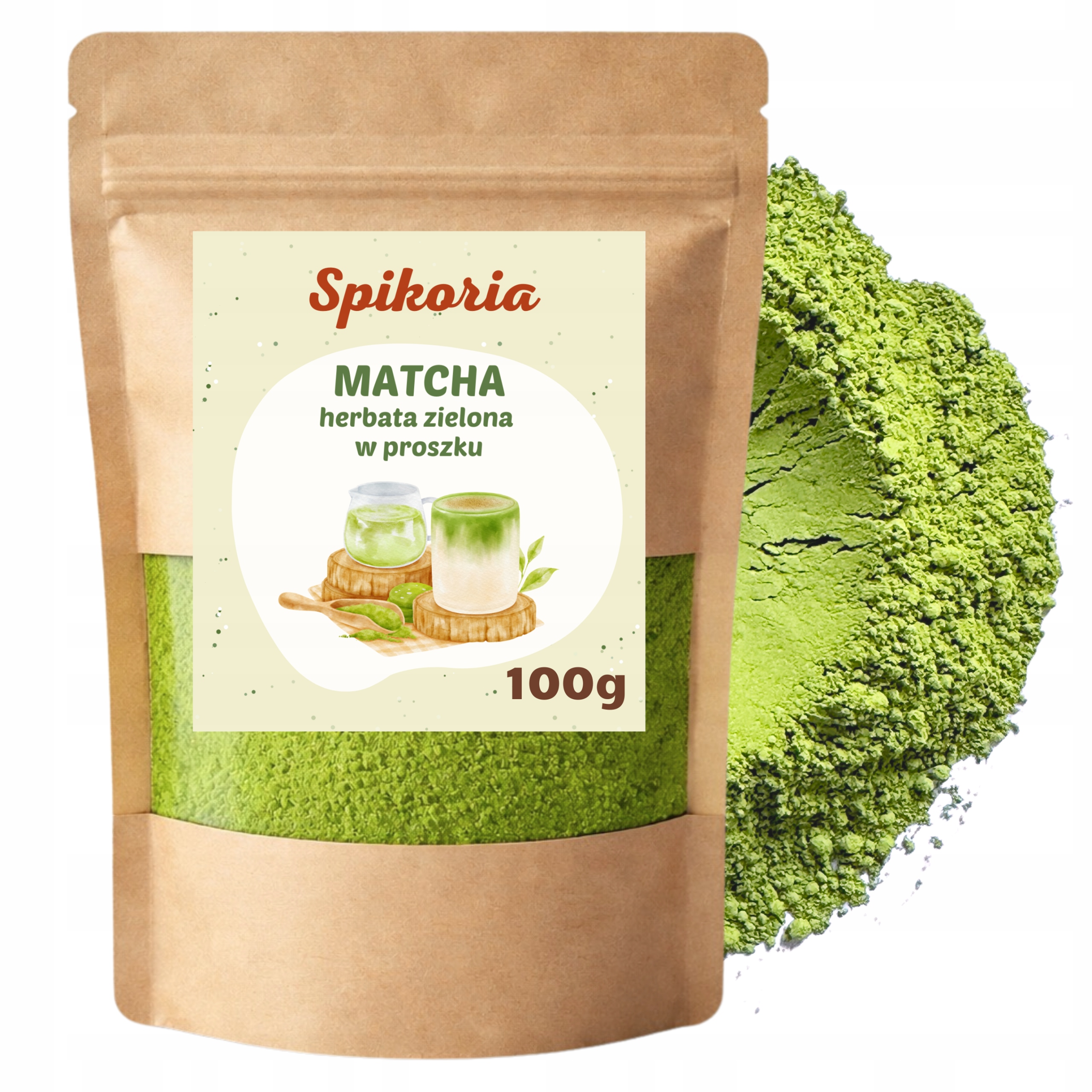 Herbata zielona MATCHA proszek 100g naturalna intensywny kolor Spikoria - obrazek 2