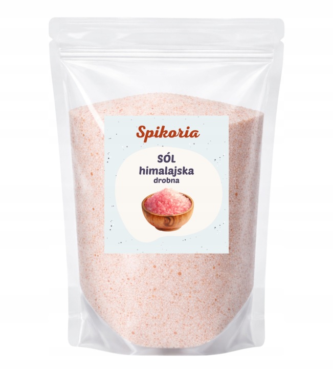 SÓL HIMALAJSKA DROBNA 1kg Różowa jodowana spożywcza Spikoria