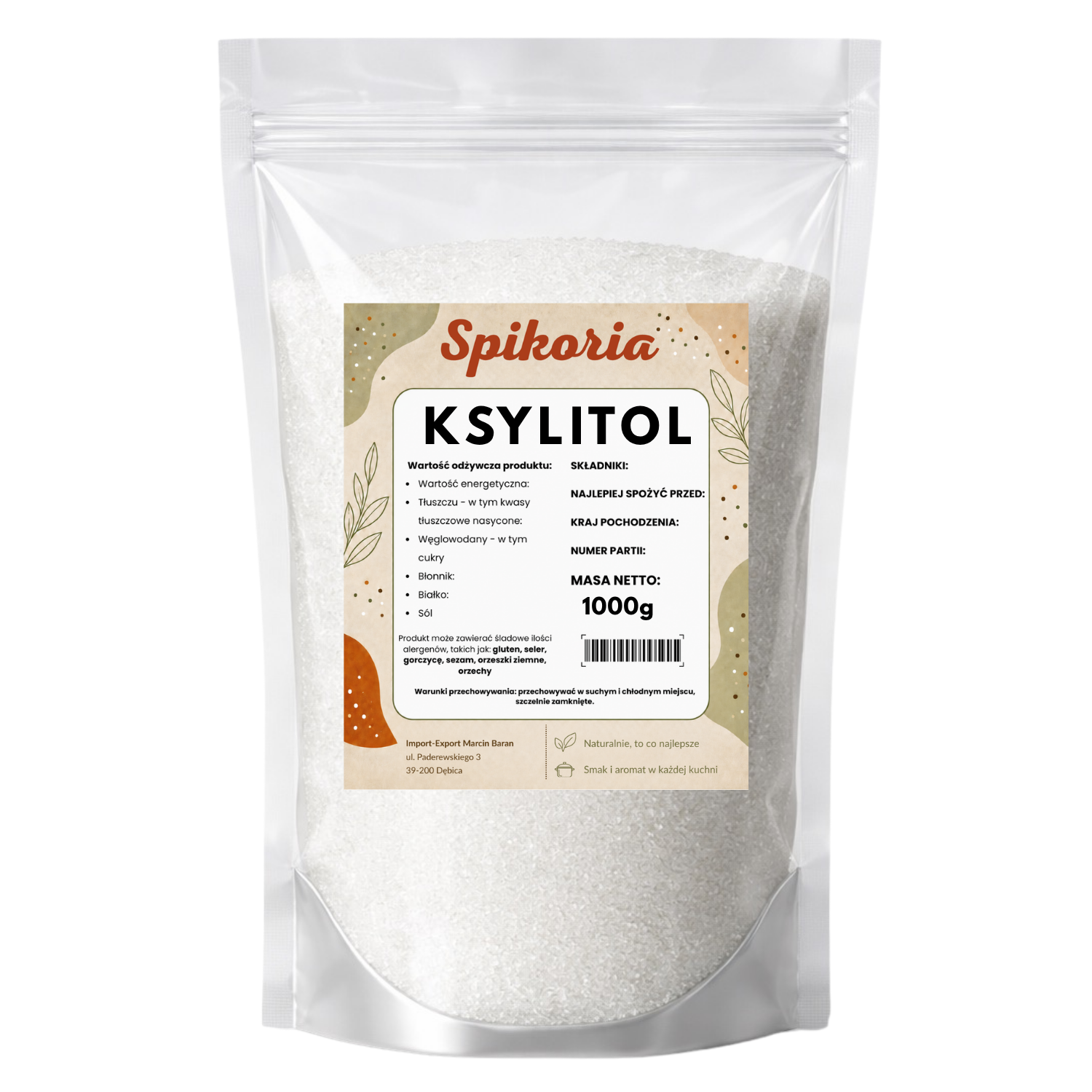 KSYLITOL 1kg cukier brzozowy zamiennik cukru Spikoria
