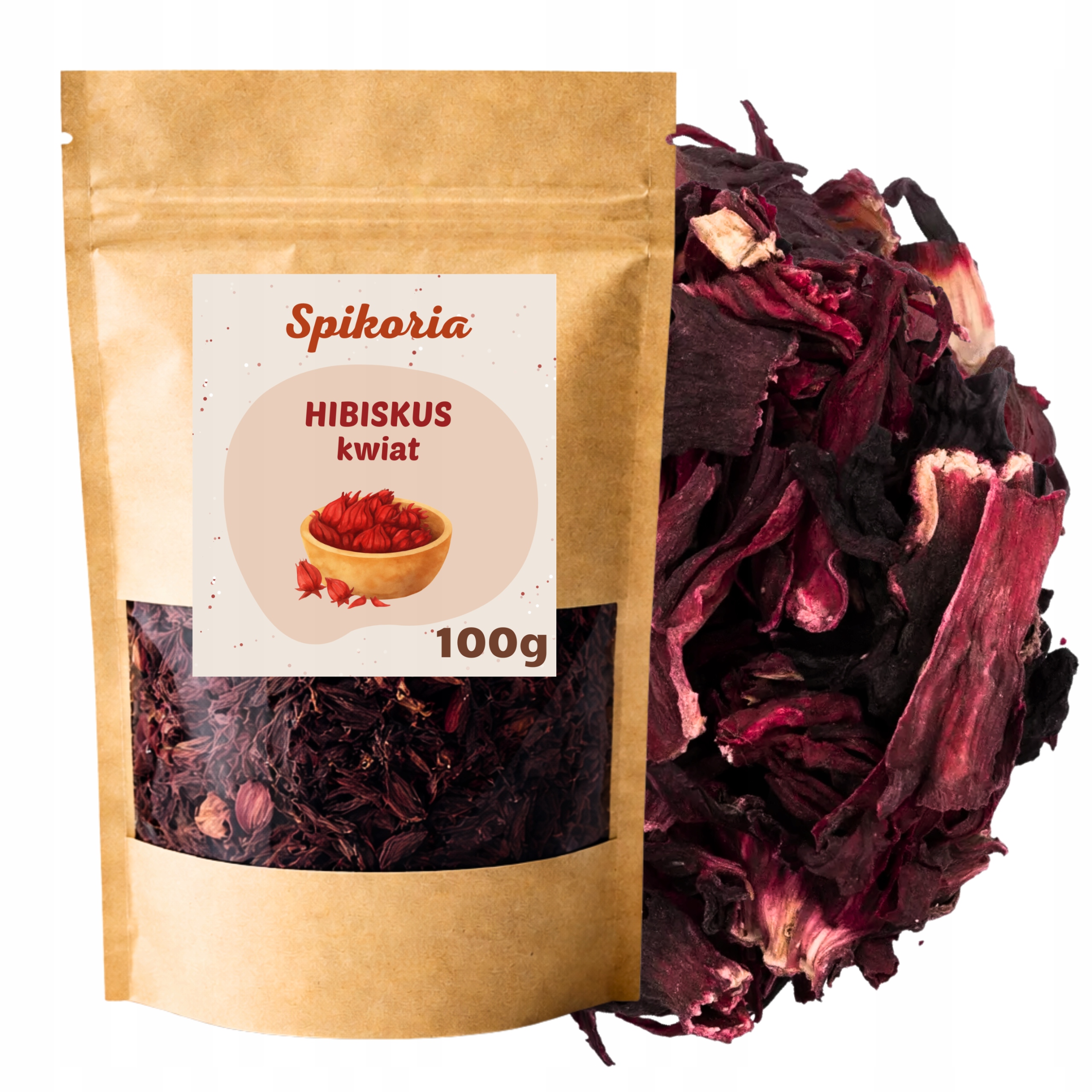 HIBISKUS SUSZONY 100g kwiat hibiskusa herbata napar premium Spikoria - obrazek 3