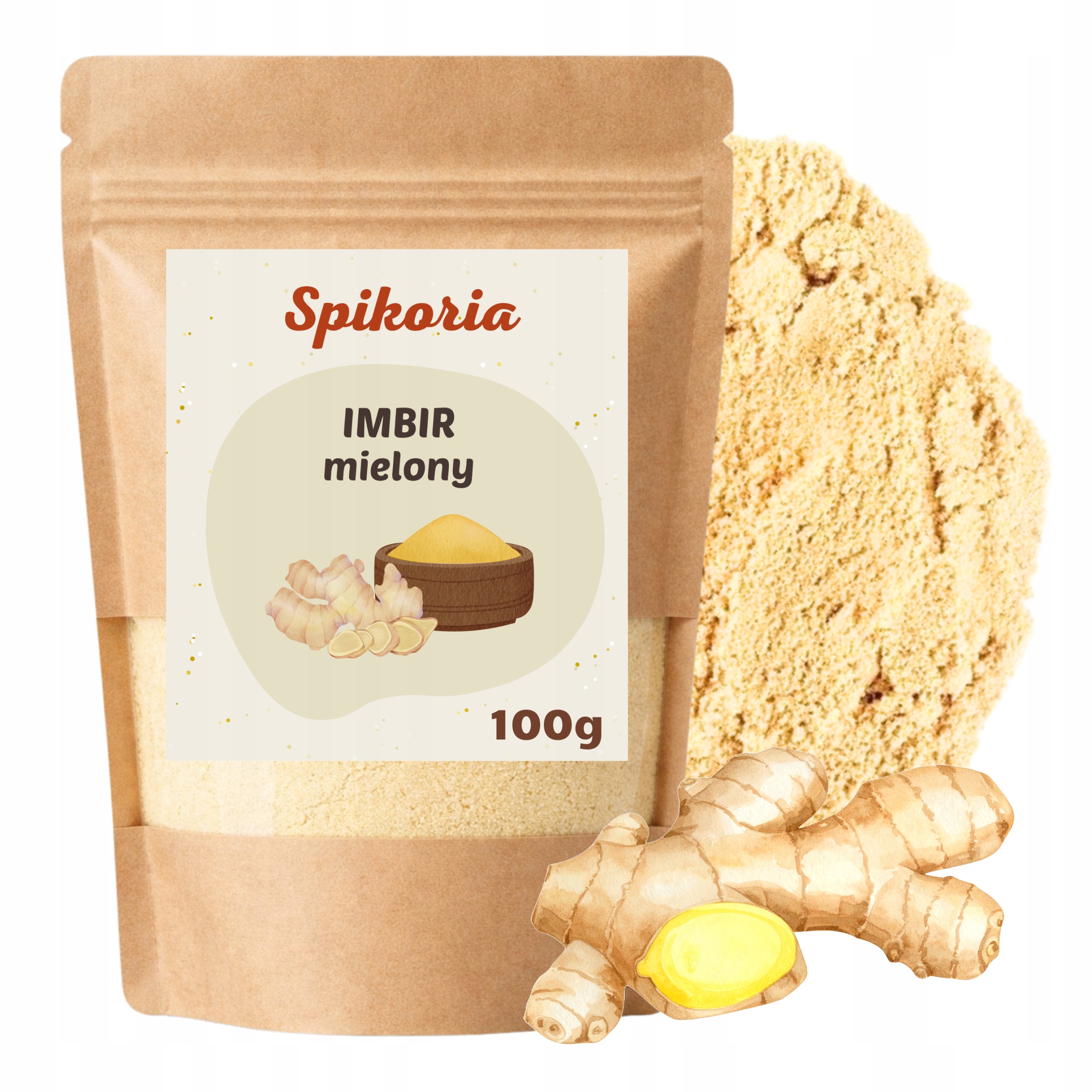 IMBIR Mielony 100g Naturalny aromatyczny BEZ dodatków korzeń Spikoria - obrazek 3