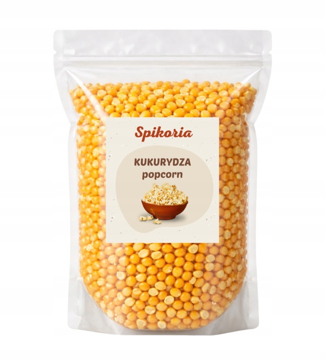 KUKURYDZA POPCORN 1kg Ziarno do prażenia bez soli naturalna jakość Spikoria