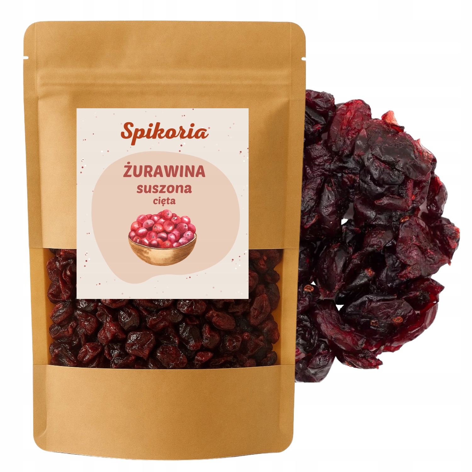ŻURAWINA SUSZONA CIĘTA 500g premium naturalna wyselekcjonowana Spikoria - obrazek 3