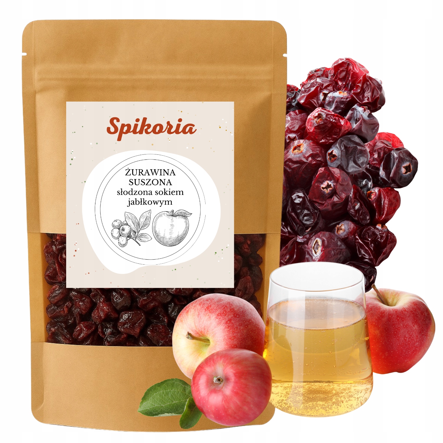 ŻURAWINA suszona słodzona sokiem jabłkowym 1 kg naturalne premium Spikoria - obrazek 3