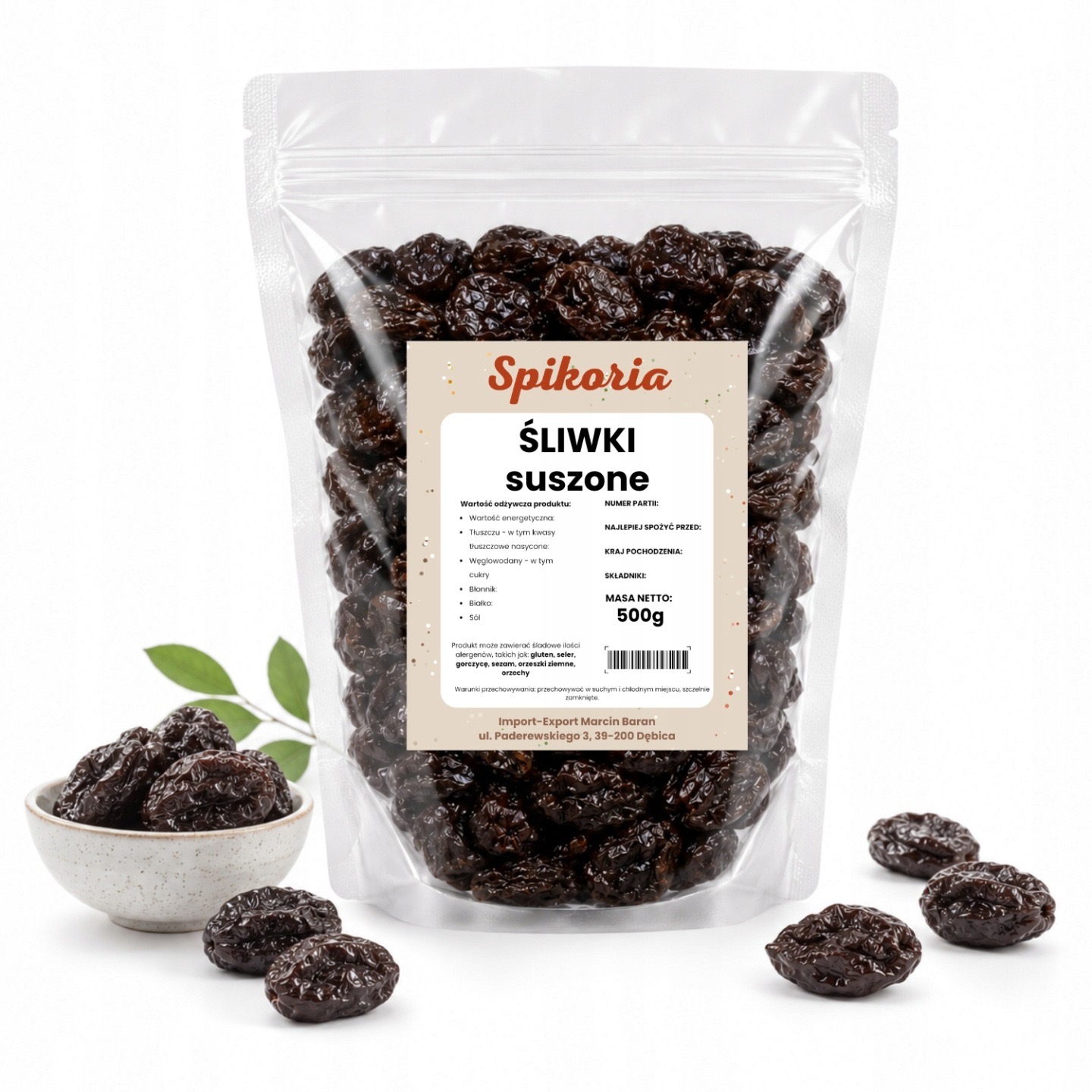 ŚLIWKI SUSZONE Bez Pestek 500 g ŚLIWKA SUSZONA 100% NATURALNA