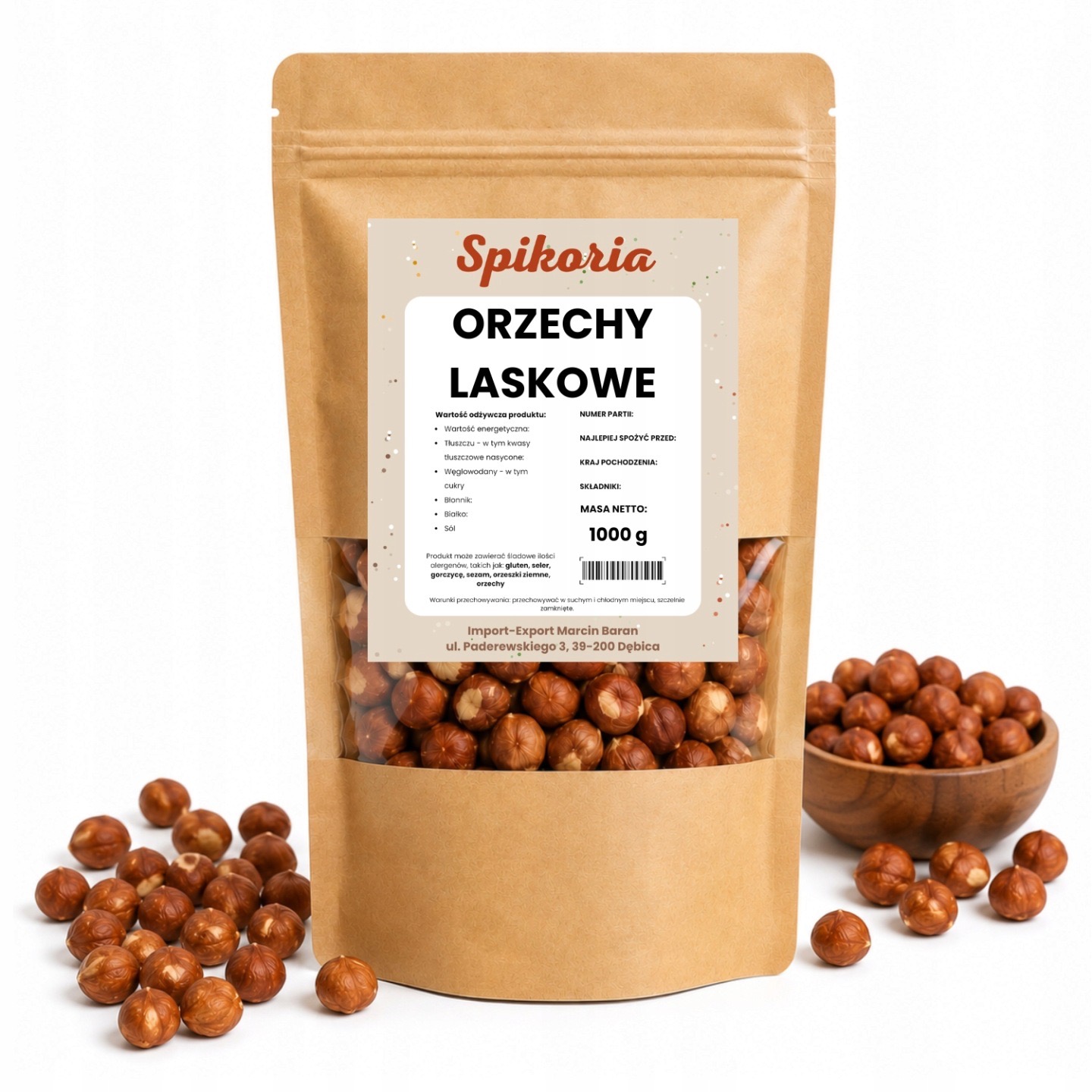 ORZECHY LASKOWE łuskane 1 kg naturalne bakalie do ciast deserów oraz musli