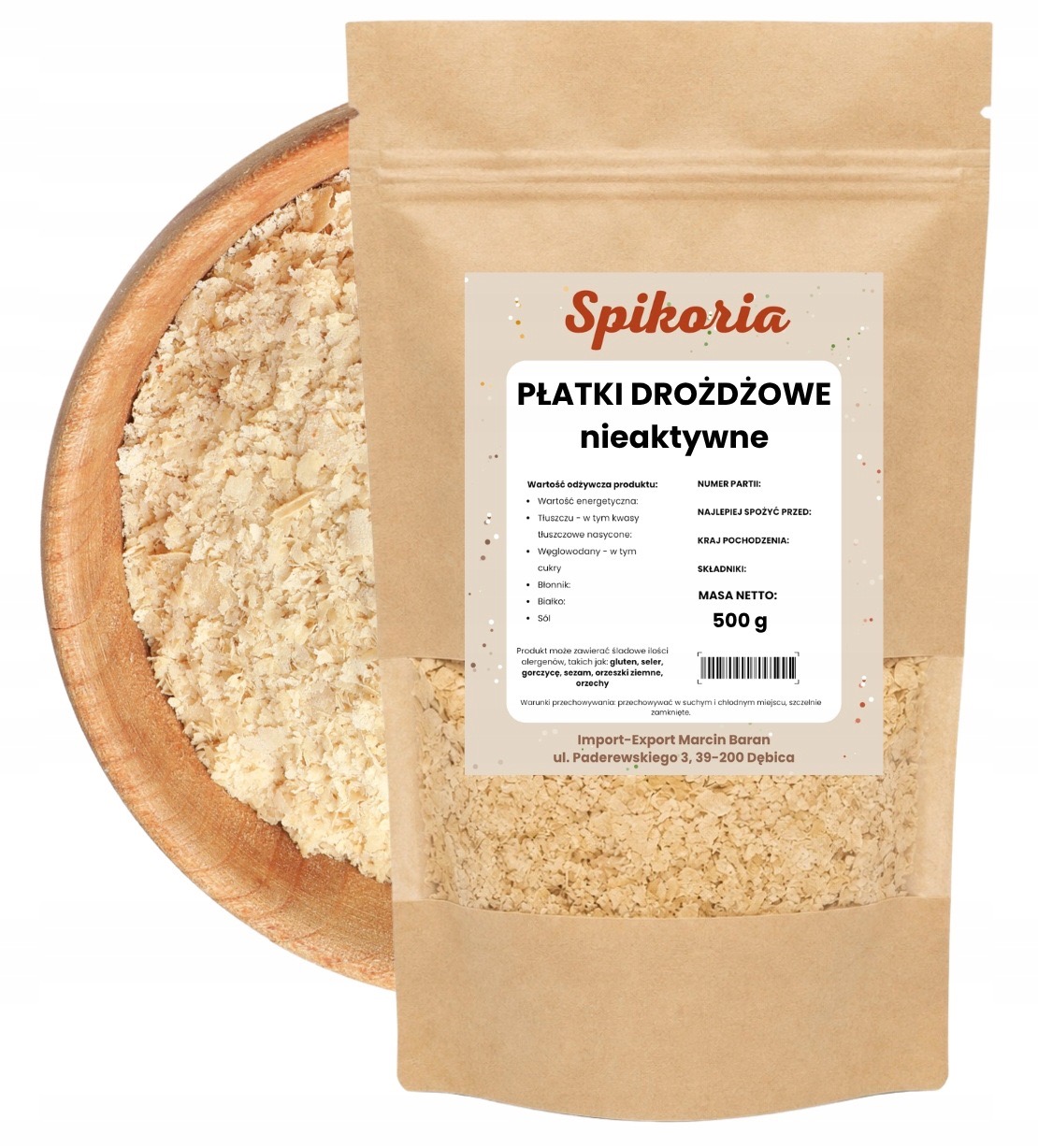 PŁATKI DROŻDŻOWE 500 g Drożdże nieaktywne naturalne wysoka jakość Spikoria