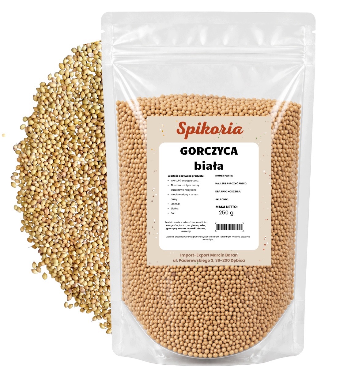 GORCZYCA BIAŁA 250 g ziarno całe naturalna przyprawa wysoka jakość Spikoria