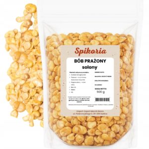 BÓB PRAŻONY SOLONY 500g Chipsy z bobu chrupiące Słona przekąska Spikoria