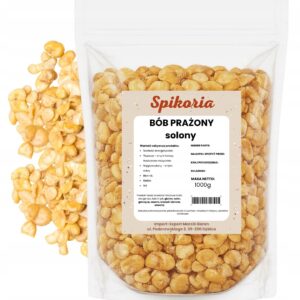 BÓB PRAŻONY SOLONY 1 kg Chipsy z bobu chrupiące Słona przekąska Spikoria