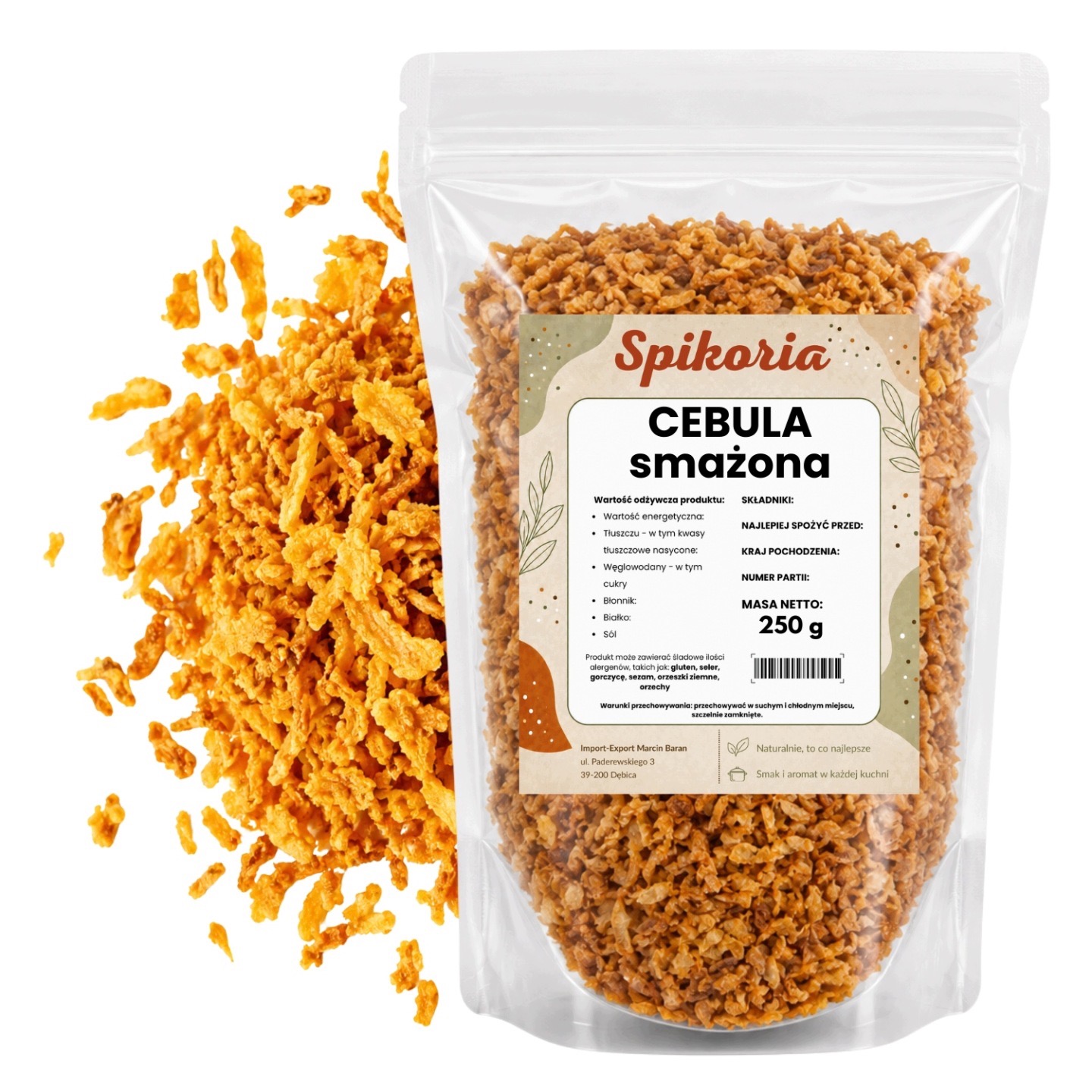 CEBULA SMAŻONA 250g Cebulka prażona Chrupiąca Aromatyczna Złocista Spikoria