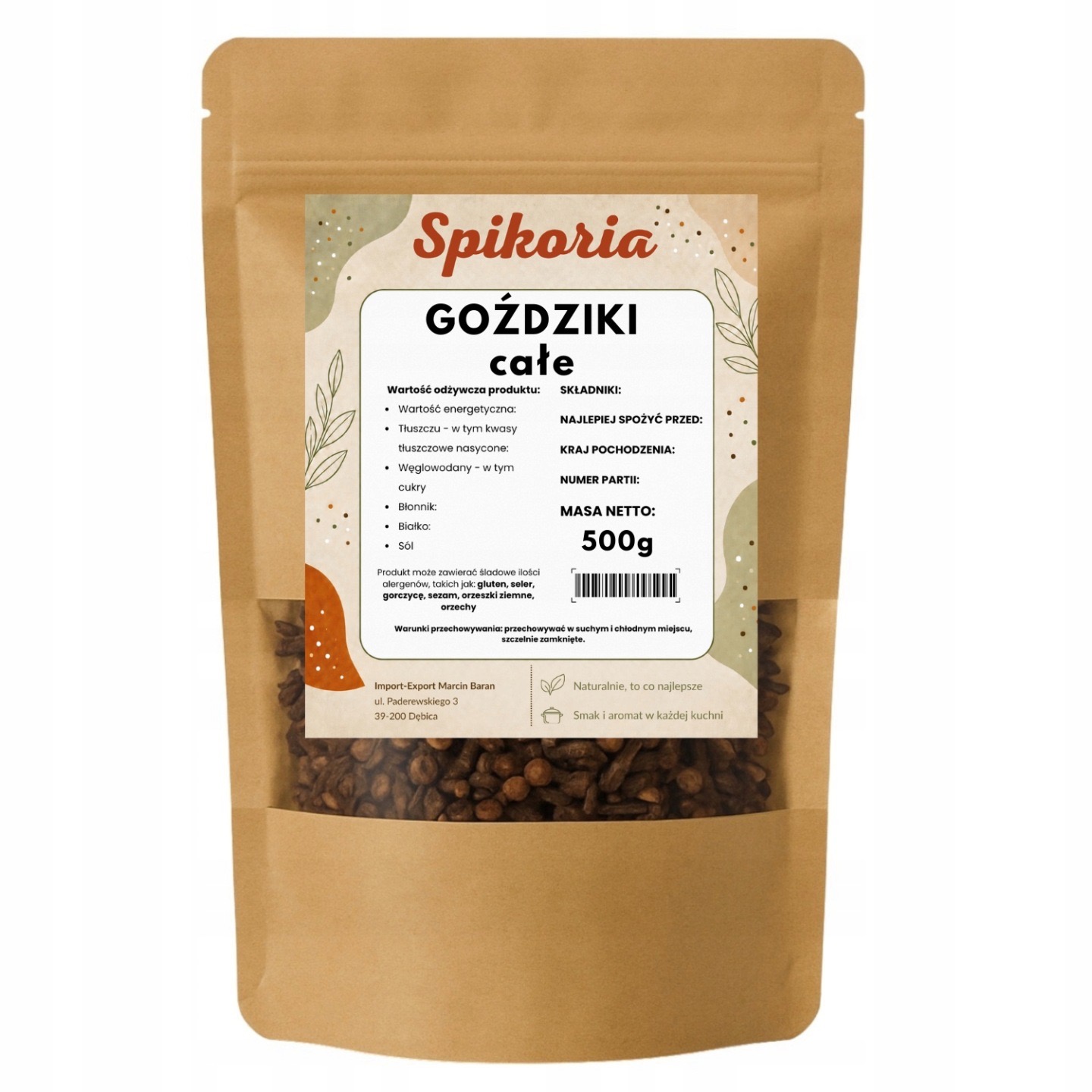 GOŹDZIKI CAŁE 500g Suszone Przyprawa Do Grzańca Piernika i Kompotu Spikoria